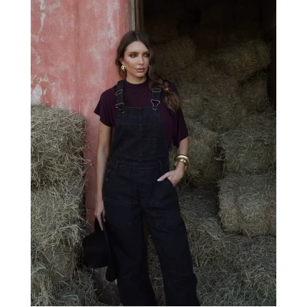 Jardineira Jeans Preto