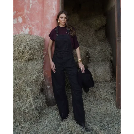 Jardineira Jeans Preto