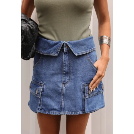 Saia Jeans Cós Virado