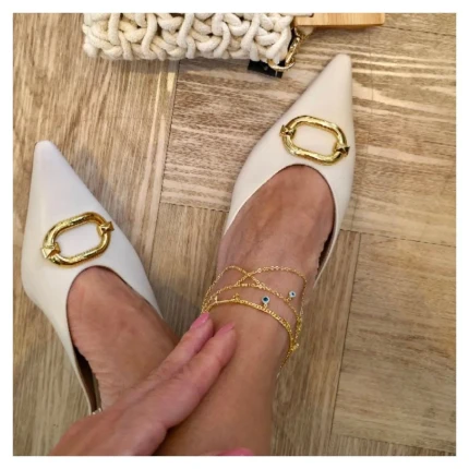 Mule Off White Couro Giulia Domna