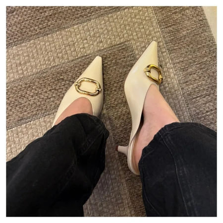 Mule Off White Couro Giulia Domna