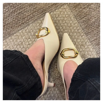 Mule Off White Couro Giulia Domna