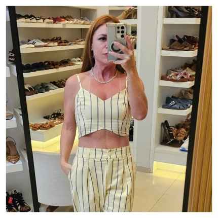 Camisa Com Cropped Listrado