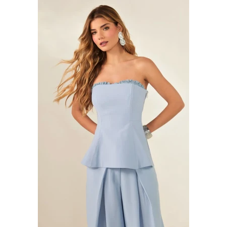 Top Peplum e Renda