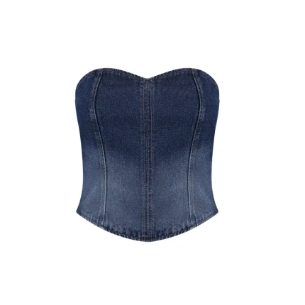 Top Jeans Decote Coração