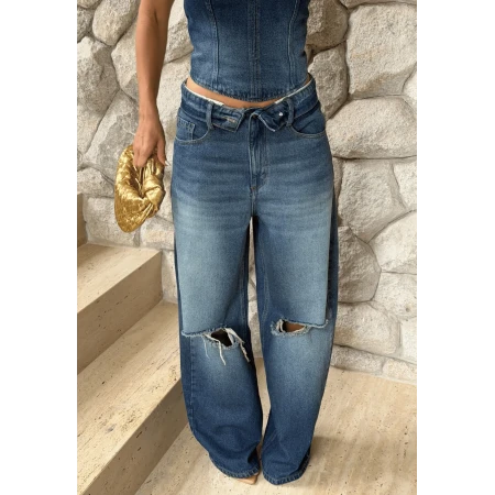 Calça Baggy Overlap Rasgada