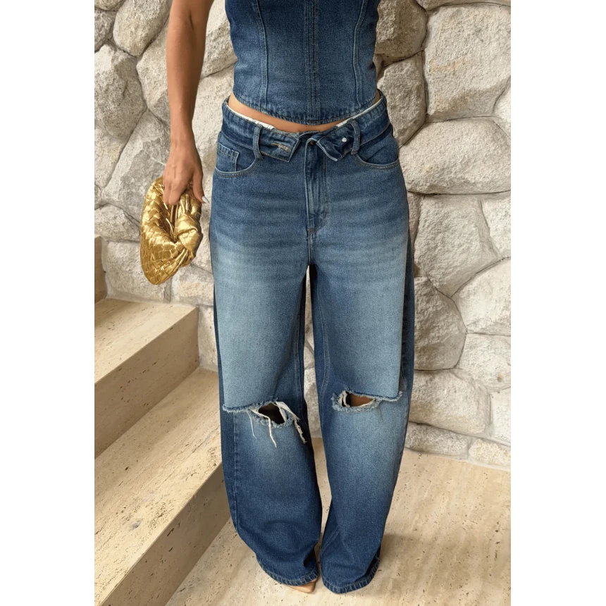 Calça Baggy Overlap Rasgada