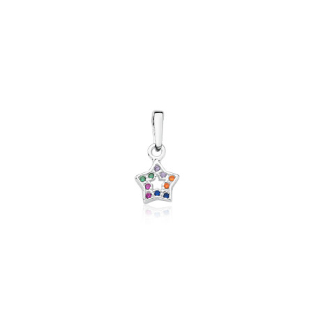 Pingente Prata Estrela Mini Cravejada Multi Color 