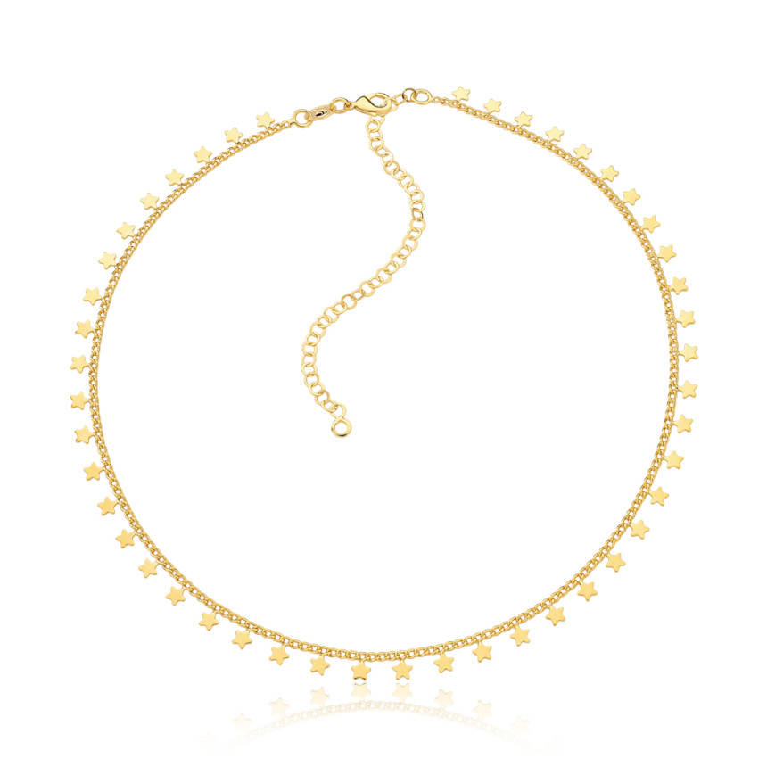 Choker Estrelinhas Lisas Folheado a Ouro 18k 