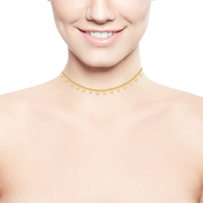 Choker Estrelinhas Lisas Folheado a Ouro 18k 