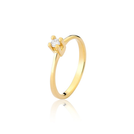 Anel Solitário 3mm Folheado a Ouro 18k