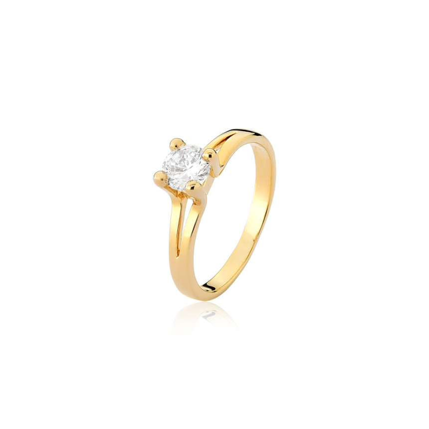 Anel Solitário 5mm Folheado a Ouro 18k