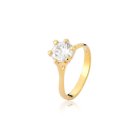 Anel Solitário Alto 7mm Folheado a Ouro 18k