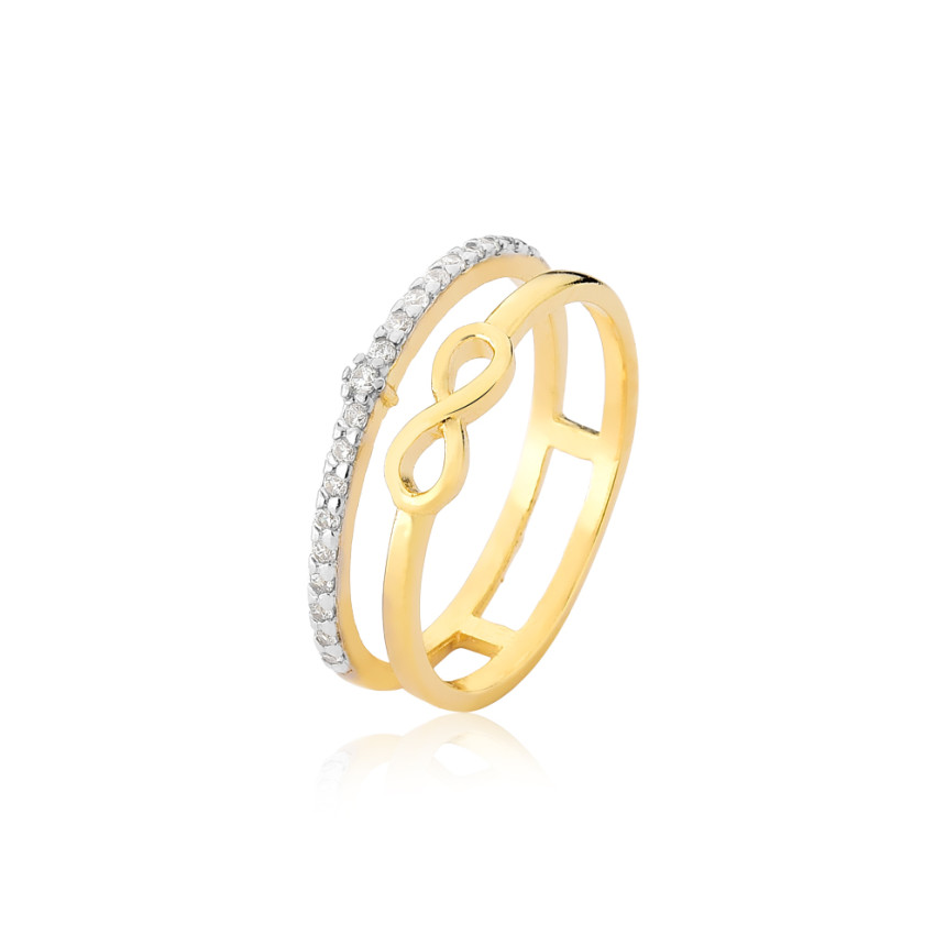 Anel Duplo Infinito / Cravejado Folheado a Ouro 18k