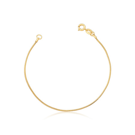 Pulseira Rabo de Rato Facetada 18cm Folheada a Ouro 18k 