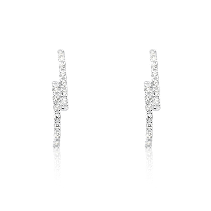 Brinco Prata Ear Hook Cravejado 
