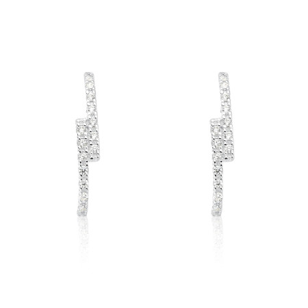 Brinco Prata Ear Hook Cravejado 