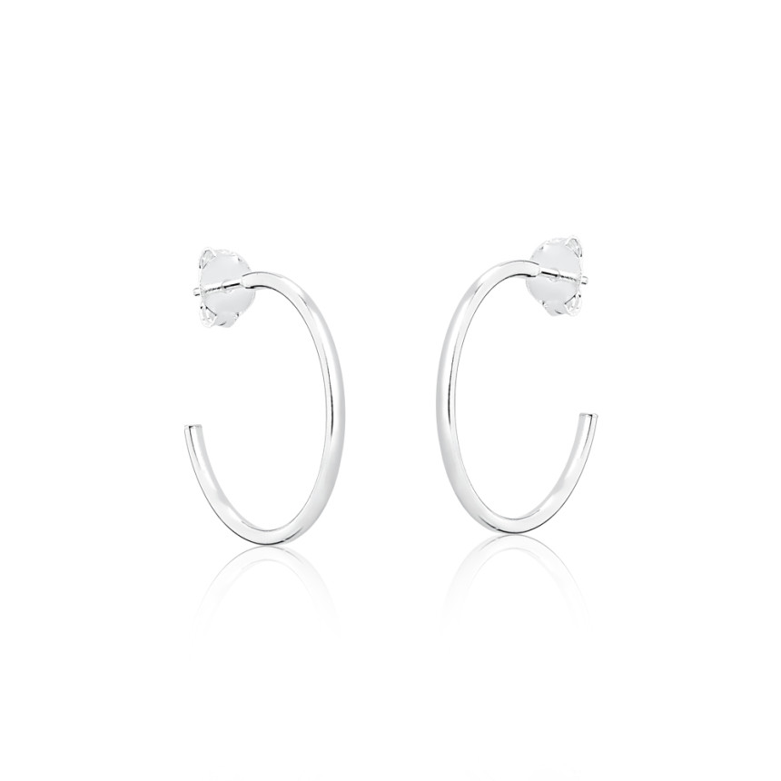 Argola Prata Fio Redondo com Tarraxa 20mm 