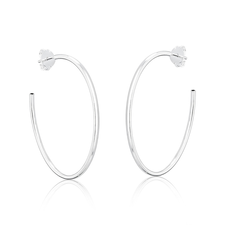 Argola Prata Fio Redondo com Tarraxa 35mm 