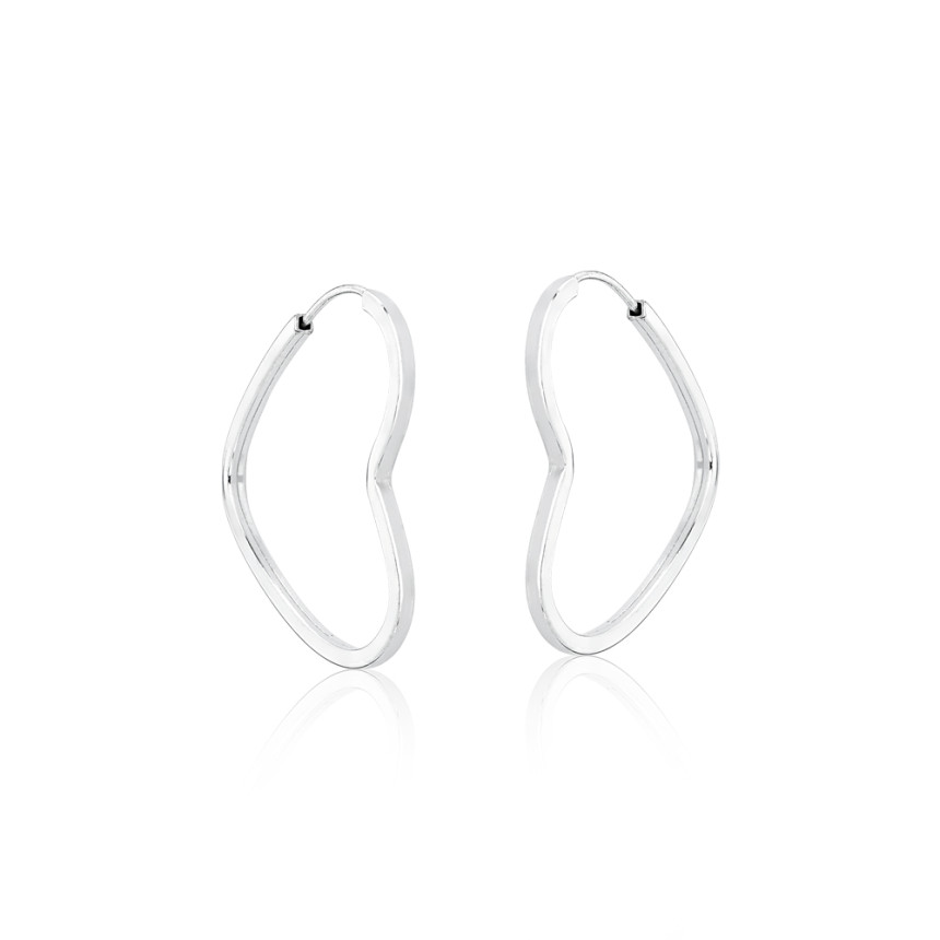 Argola Prata Coração Fio Quadrado Liso 12mm 
