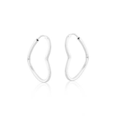 Argola Prata Coração Fio Quadrado Liso 12mm 