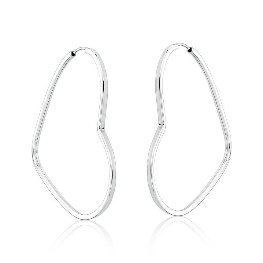 Argola Prata Coração Fio Quadrado Liso 38mm 