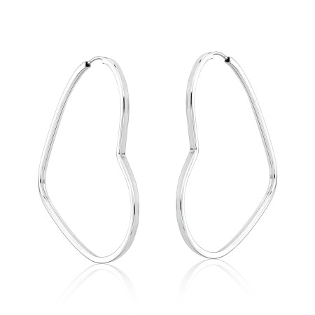 Argola Prata Coração Fio Quadrado Liso 38mm 