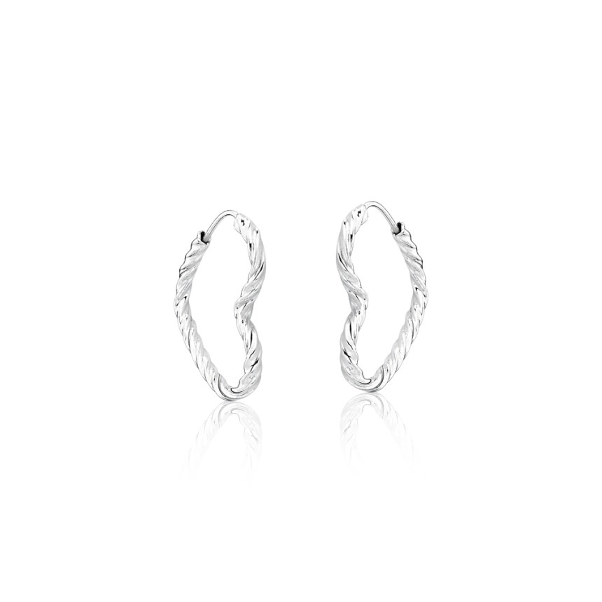 Argola Prata Coração Fio Torcido 1,6cm 