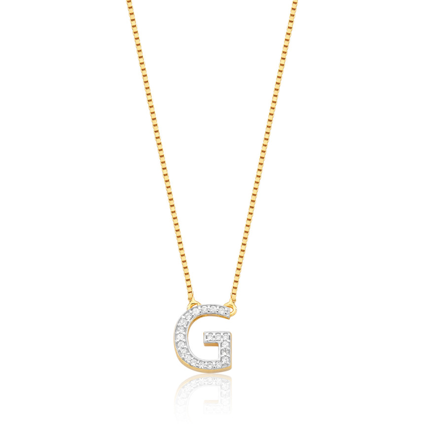 Gargantilha c/ Pingente Letra G Cravejada Folheada a Ouro 18k