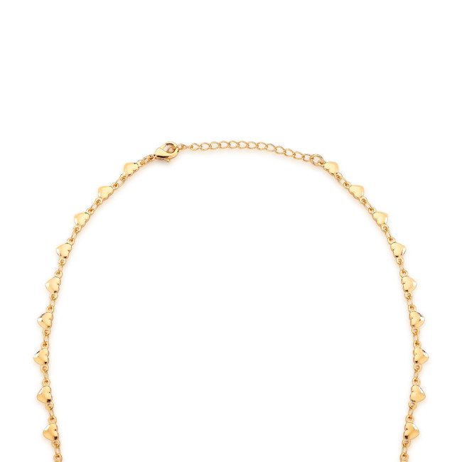 Choker Elos Corações Lisos Folheada a Ouro 18k