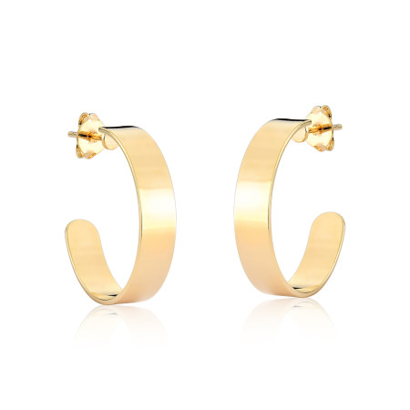 Argola Fita Larga Lisa c/ Tarraxa Folheado a Ouro 18k