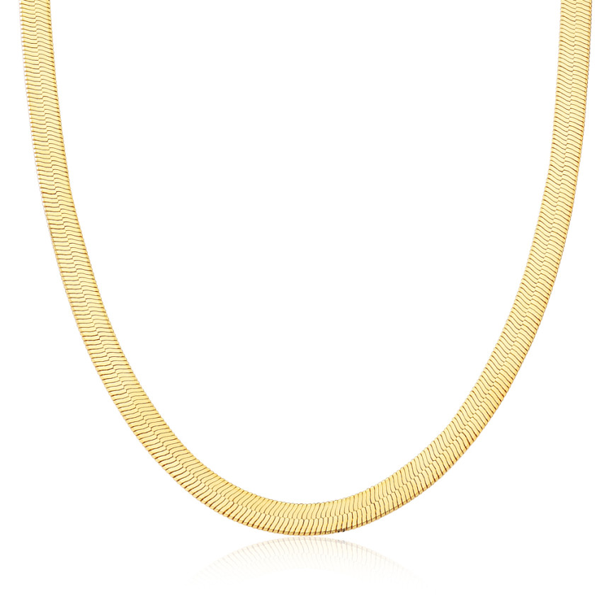 Corrente Fita Lisa 5,5mm 40cm Folheado a Ouro 18k