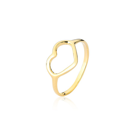 Anel Coração Vazado Liso Folheado a Ouro 18k