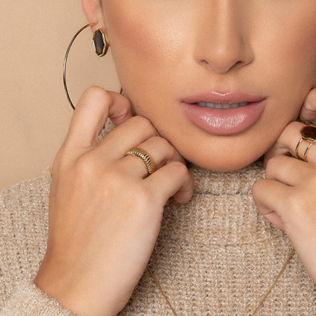 Anel Abaulado Vazado Liso Folheado a Ouro 18k  