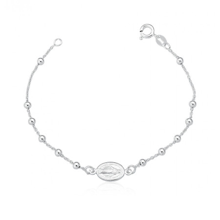 Pulseira Prata "Terço" Nossa Senhora das Graças 