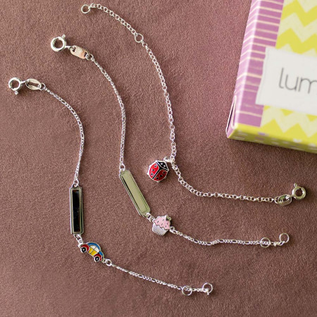 Pulseira de Prata Infantil Plaquinha com Fusca Colorido