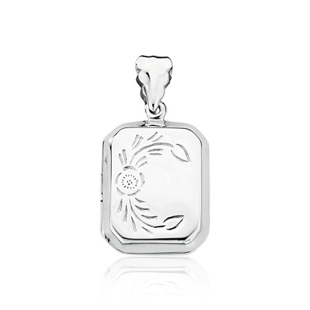 Pingente Prata Relicário Retangular Ramo Liso