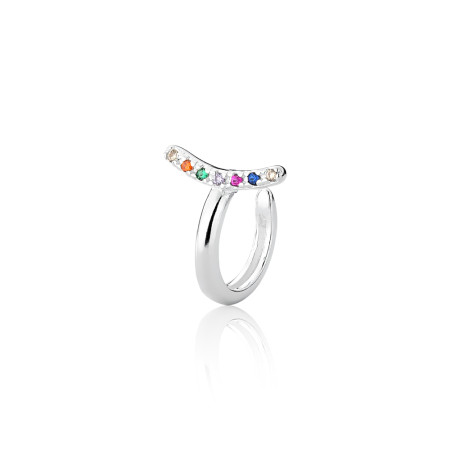 Piercing Orelha Prata Hélix Cravejado Multi Color (Pressão) UNIDADE  