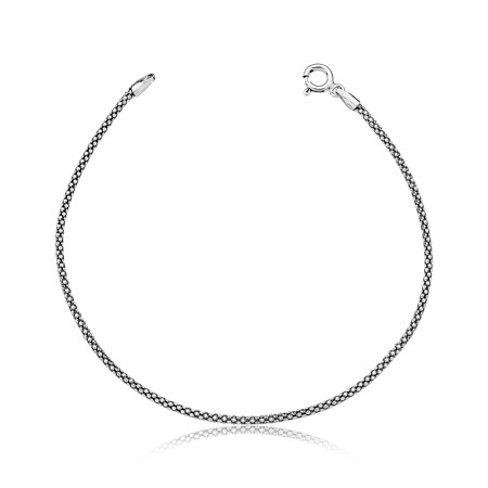 Pulseira Prata Pipoquinha Envelhecida 18cm