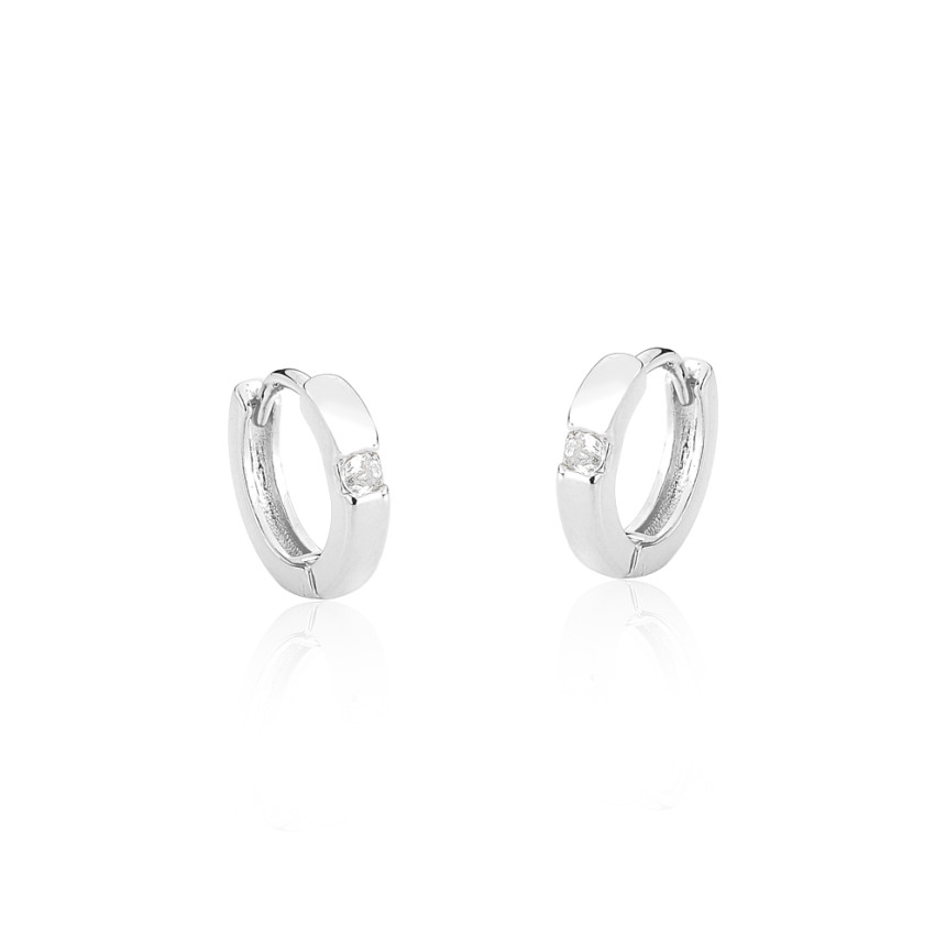 Argola Prata Leve Click Lisa c/ Ponto Luz 11mm
