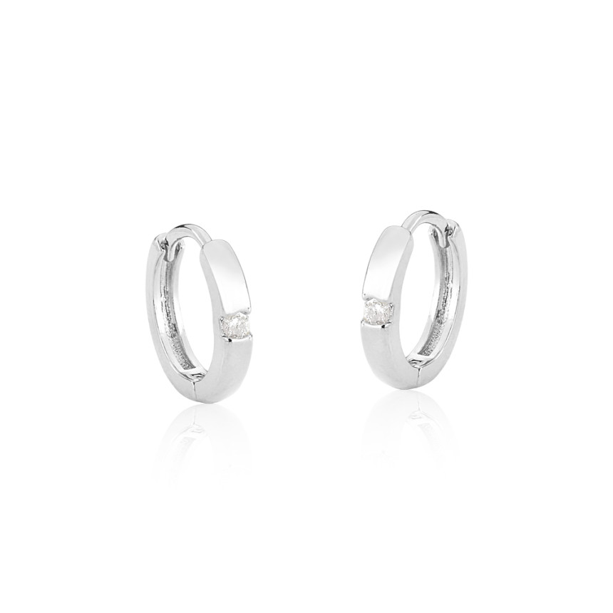 Argola Prata Leve Click Lisa c/ Ponto Luz 13mm