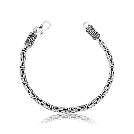 Pulseira Prata Bali Ponto Peruano 18cm (4mm)