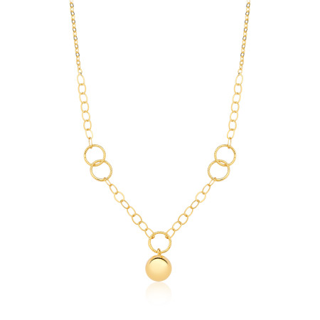 Gargantilha Elos Diamantados c/ Esfera Lisa Folheada a Ouro 18k