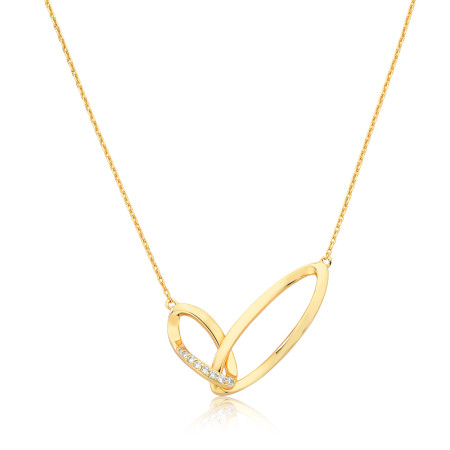 Gargantilha c/ Pingentes Elos Entrelaçados Detalhe Zircônias Folheada a Ouro 18k   