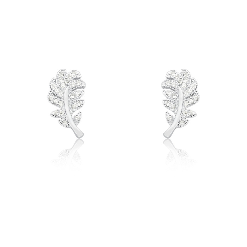 Brinco Prata Ear Cuff Folhas Cravejadas Zircônias