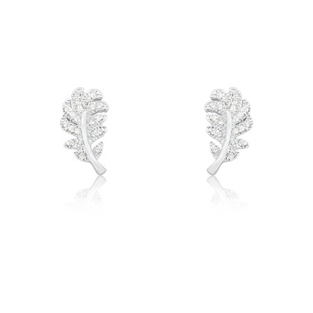 Brinco Prata Ear Cuff Folhas Cravejadas Zircônias