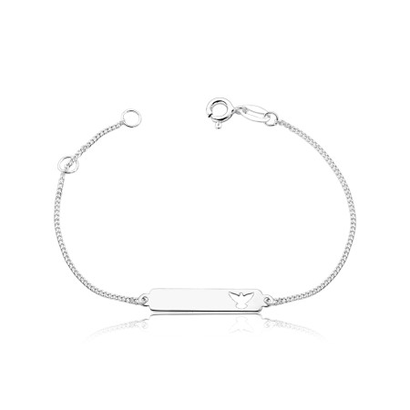 Pulseira Prata Infantil Plaquinha c/ Espírito Santo Vazado