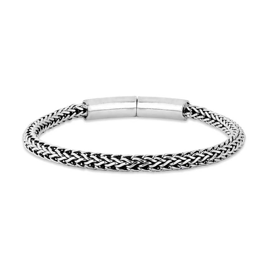 Pulseira Prata Bali Palmerinha Fecho Gaveta 21cm (5mm)