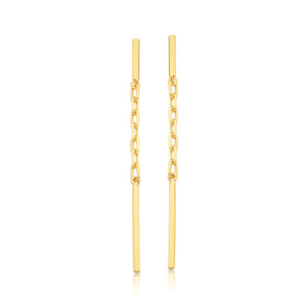 Brinco Palito c/Corrente Cartier Folheado a Ouro 18k  