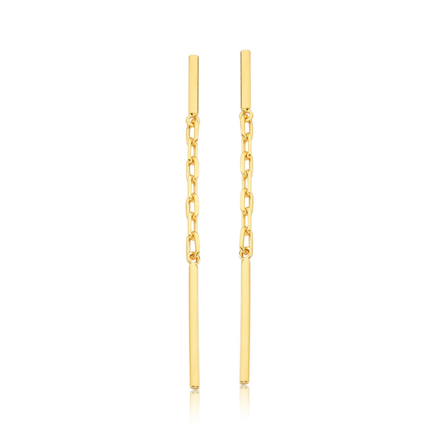 Brinco Palito c/Corrente Cartier Folheado a Ouro 18k  